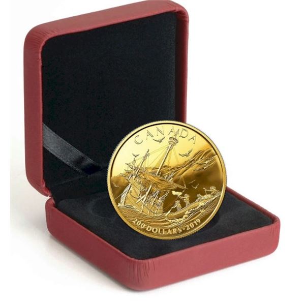 2019 $200 Early Canadian History: Arrival of the Europeans - Pure Gold Coin.  No outter box.  Tax Ex