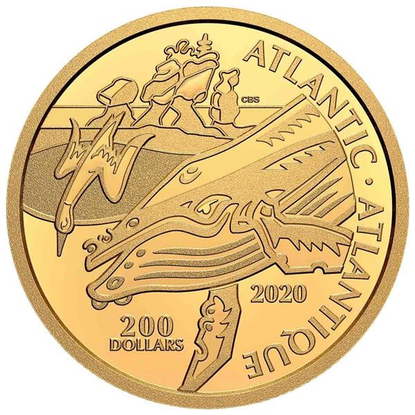 2020 $200 Canadian Coastal Symbols: The Atlantic - Pure Gold Coin.  Tax Exempt.