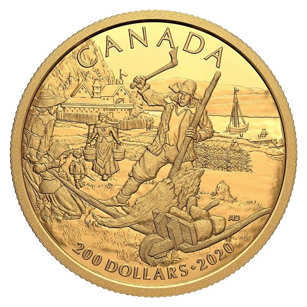 2020 $200 Early Canadian History: New France - Pure Gold Coin.  Tax Exempt.