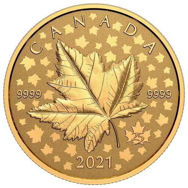 2021 $200 Maple Leaf Celebration - Pure Gold Piedfort Coin.  Tax Exempt.
