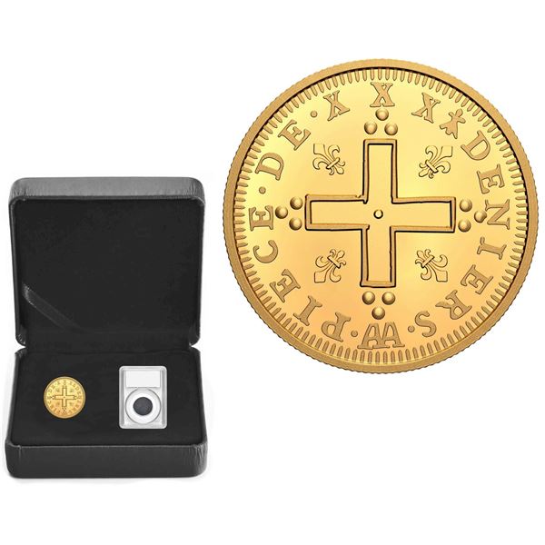 2021 $200 Relics of New France: Louis XIV 30 Deniers - Pure Gold 2-Coin Set.  Tax Exempt.