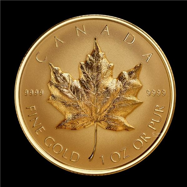 2022 $200 Ultra High Relief Gold Maple Leaf 1 oz - Pure Gold Coin.  Interior plastic coin lightly da