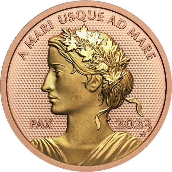 2023 Canada $200 Peace Dollar Rose Gold Plated 1 oz. - Pure Gold Coin.  Tax Exempt.