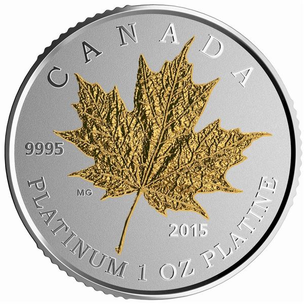 2015 $300 Maple Leaf Forever - Pure Platinum Coin.  Tax Exempt.