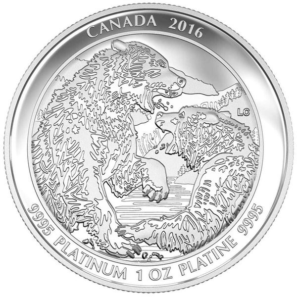 2016 $300 Grizzly Bear: The Struggle - Pure Platinum Coin.  Tax Exempt.