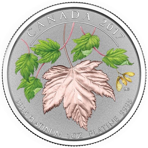 2017 $300 Maple Leaf Forever - 1 oz. Pure Platinum Coin.  Tax Exempt.