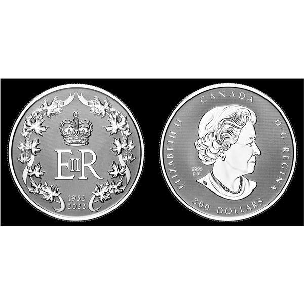 2022 $300 The Platinum Jubilee of Her Majesty Queen Elizabeth II - Pure Platinum Coin. Tax Exempt.