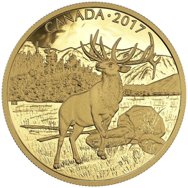 2017 $350 The Majestic Elk - Pure Gold Coin. Tax Exempt.