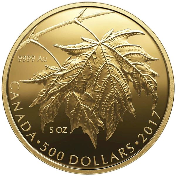 2017 $500 Maple Leaves - Pure Gold Coin.  Tax Exempt.