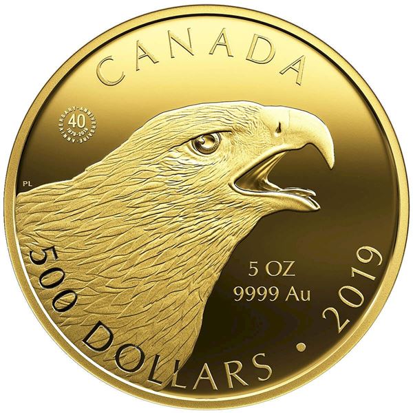 2019 $500 Birds of Prey: The Golden Eagle - Pure Gold Coin.   Tax Exempt.