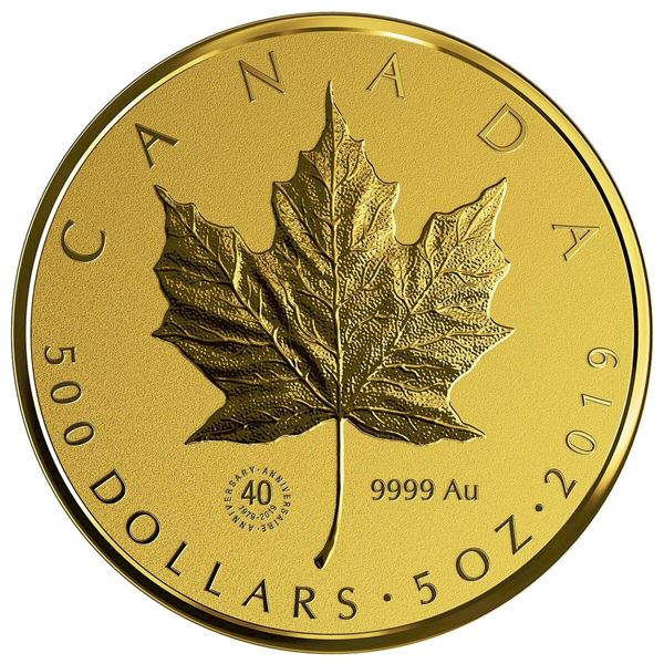 2019 $500 Gold Maple Leaf - Pure Gold Coin.   Tax Exempt.