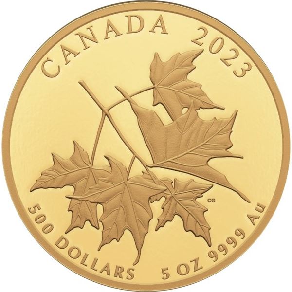 2023 $500 Beloved Maple Leaves Pure Gold Coin.  Tax Exempt.