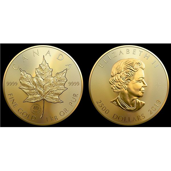 2019 $2500 Pure Gold One Kilogram Coin - 40th Anniversary of the Gold Maple Leaf (GML). Mintage: 20.