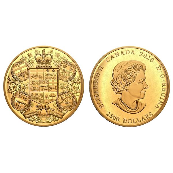 2020 $2500 Reimagined 1905 Arms of Dominion of Canada  - Pure Gold One Kilogram Coin - Mintage: 25. 