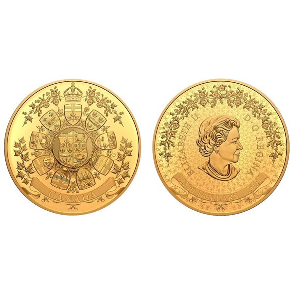 2021 $2500 Archival Treasures: 1912 Heraldic Design - Pure Gold Coin - Mintage: 40.  Tax Exempt.