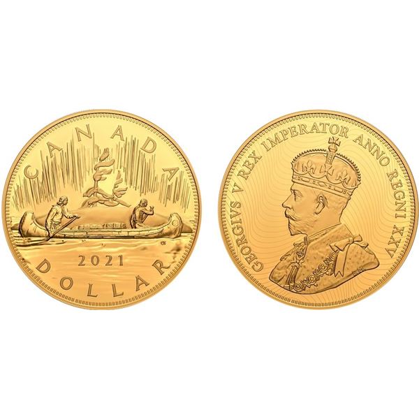 2021 $1 Quintessential Voyageur Dollar - 1 Kilogram Pure Gold Coin - Mintage: 45.   Tax Exempt.
