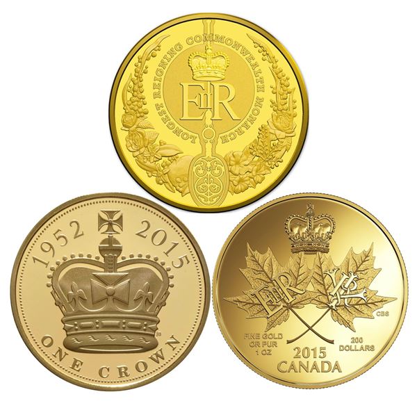 2015 Longest Reigning Monarch – The 2015 Royal Gold Collection: Set of 3 - Pure Gold Coin. 
