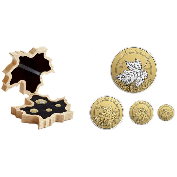 2017 A Celebration of Canada (1867-2017) - Pure Gold Maple Leaf Fractional Set.  Tax Exempt.