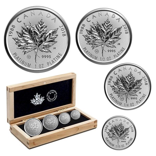 2018 Pure Platinum Fractional Set: 30th Anniversary of the Platinum Maple Leaf - Pure Platinum Coin.