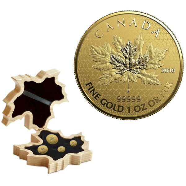 2018 The Maple Leaf Pure Gold Maple Leaf Fractional Set.  Tax Exempt.