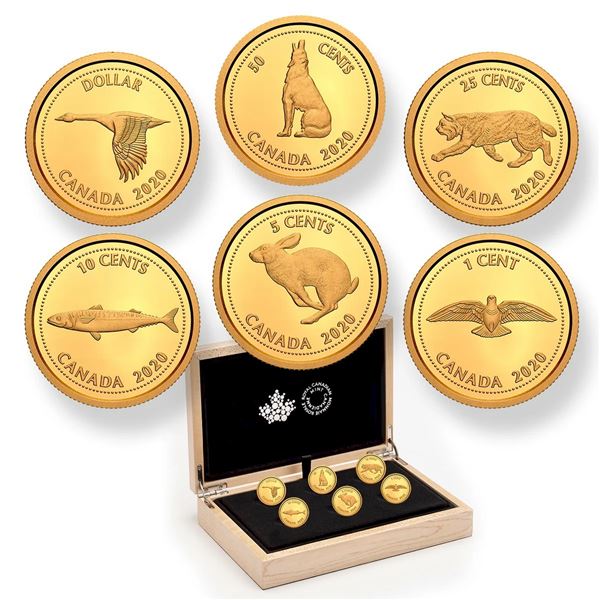 2020 Tribute to Alex Colville 1/10th oz Pure Gold 6-Coin Set.  Tax Exempt.