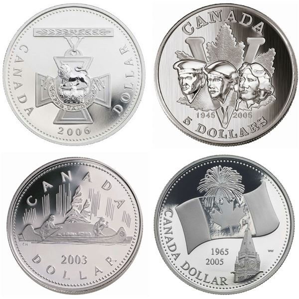 2006 $1 Victoria Cross, 150th Anniversary, 2005 $1 Canada's National Flag, 40th Anniversary(2) & 200