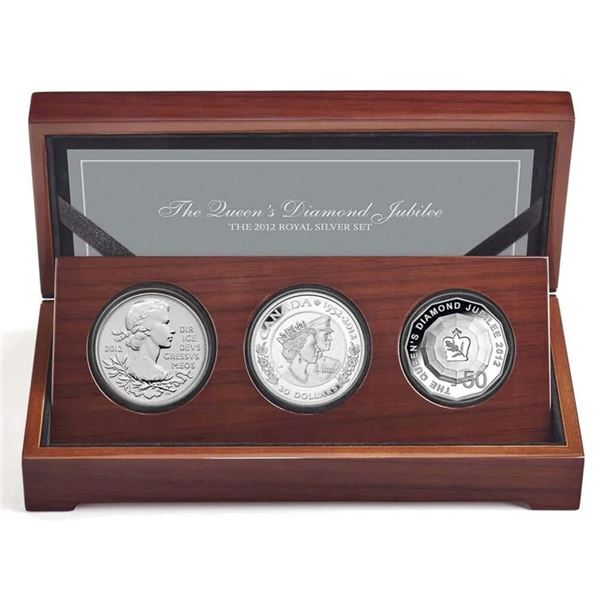 2012 Queen's Diamond Jubilee - 3-Coin Silver Set.  Tax Exempt.