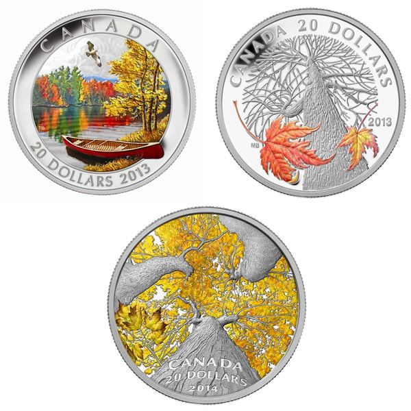 2013 $20 Autumn Bliss, Maple Canopy & 2014 $20 Maple Canopy: Autumn Allure & 2014 $20 Lost Ships in 