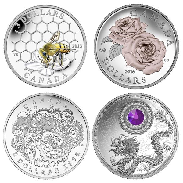 2013 $3 Animal Architects: Bee & Hive, 2016 $3 Queen Elizabeth Rose, 2016 $8 Dragon Dance & 2016 $5 