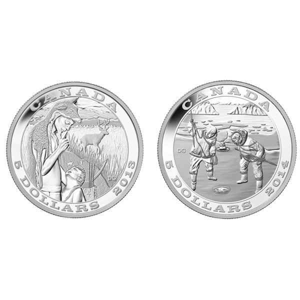 2013 $5 Tradition of Hunting: The Deer & 2014 The Seal.  Lot of 2 Pure Silver Coins.  Tax Exempt.