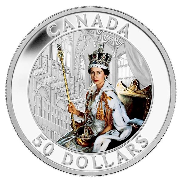 2013 $50 Queen's Coronation - Pure Silver Coin.  Tax Exempt.