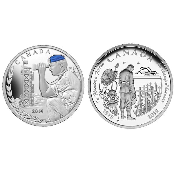 2014 $20 Canadian Peacekeeping in Cyprus, 50th Anniversary & 2015 $20 In Flanders Fields, 100th Anni