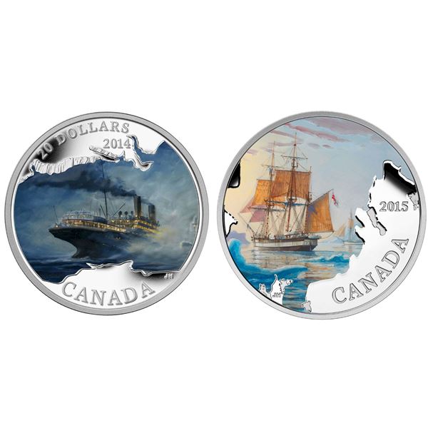 2014 $20 Lost Ships in Canadian Waters: R.M.S. Empress of Ireland & 2015 $20 Lost Ships in Canadian 