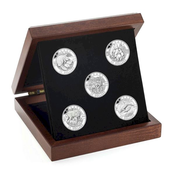 2014 $25 O Canada Series - Pure Silver 5-Coin Set.  Tax Exempt.  Lot of 5 coins.