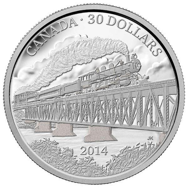 2014 $30 The Completion of the Grand Trunk Pacific Railway, 100th Anniversary - Pure Silver Coin.  T