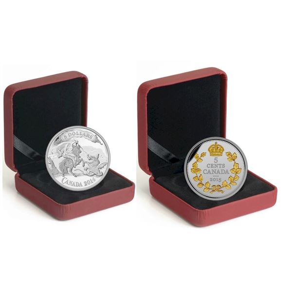 2014 $5 Canadian Bank Note Series: Saint George Slaying Dragon - Pure Silver Coin, 2015 5c Legacy of