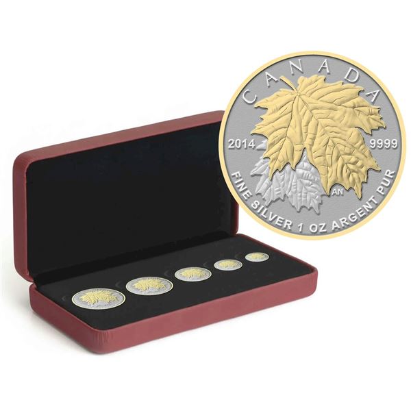 2014 The Maple Leaf - Pure Silver Fractional Set.  Tax Exempt.