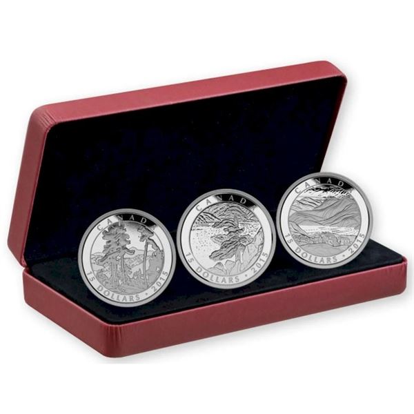 2015 $15 Franklin Carmichael, 125th Anniversary - Pure Silver 3-Coin Set.  No outter box.  Tax Exemp