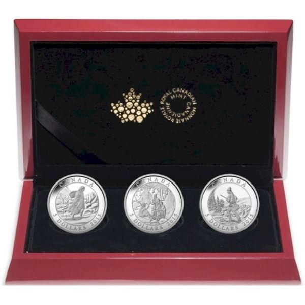 2015 $5 Cornelius Krieghoff, 200th Anniversary - Pure Silver 3-Coin Set.  No outter box.  Tax Exempt