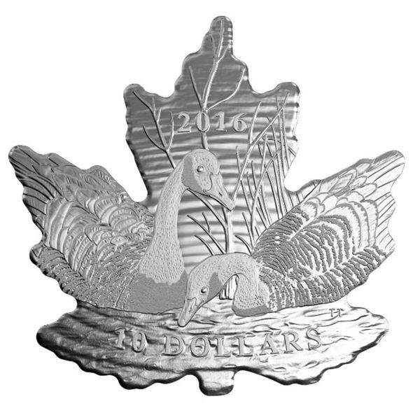 2016 $10 Maple Leaf Silhouette: Canada Geese - Pure Silver Coin.  No Box.  Tax Exempt.