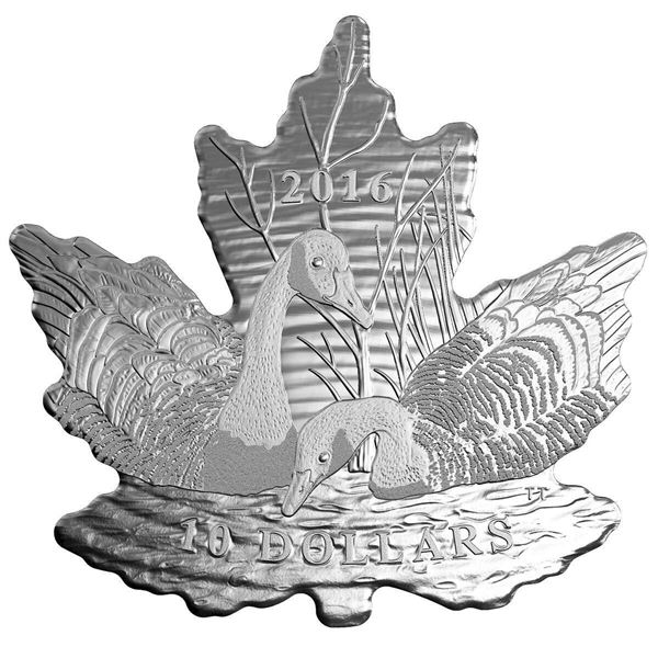 2016 $10 Maple Leaf Silhouette: Canada Geese - Pure Silver Coin.  Tax Exempt.