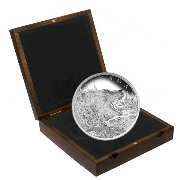 2016 $125 Roaring Grizzly Bear - Pure Silver Coin.   No outter box.  Tax Exempt.