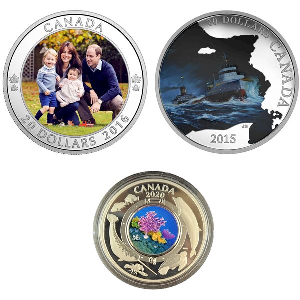 2016 $20  A Royal Tour,  2015 $20 Lost Ships in Canadian Waters: S.S. Edmund Fitzgerald & 2020 Prote