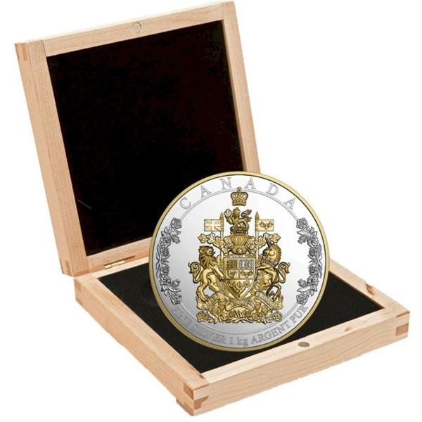 2016 $250 The Arms of Canada - Pure Silver Kilo Coin.  No outter box.  Tax Exempt.