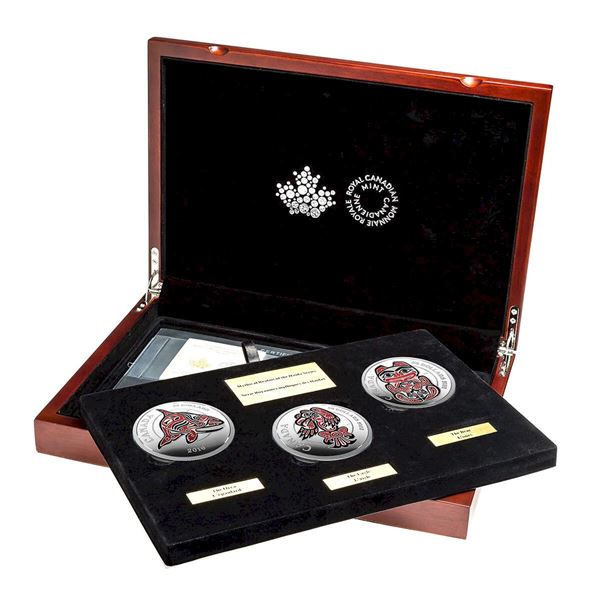 2016 $50 Mythical Realms of the Haida - Pure Silver 3 Coin Set in Display Case.  Tax Exempt.