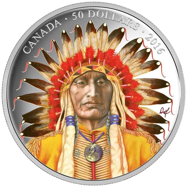 2016 $50 Wanduta: Portrait of a Chief - 5-oz. Pure Silver Coin.  Tax Exempt.