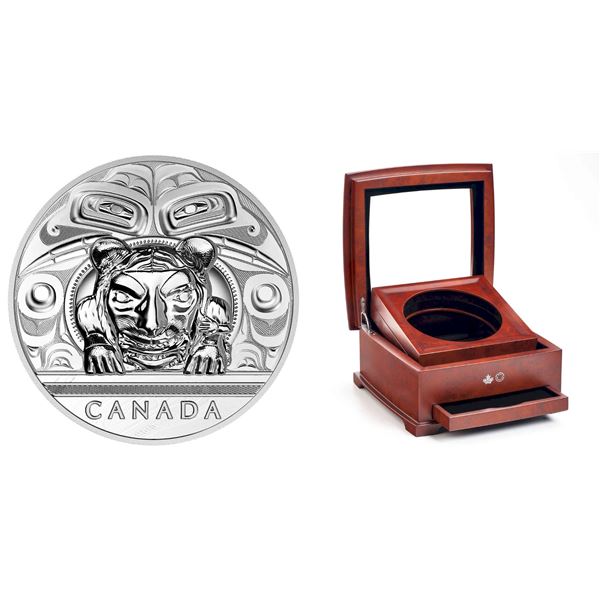 2016 $500 Charles Edenshaw: Argillite Chest - Pure Silver Coin.  Tax Exempt.