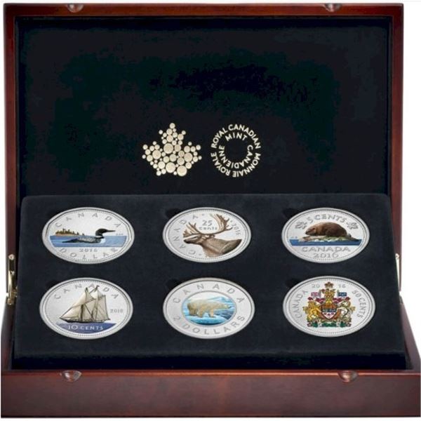2016 Coloured Big Coin Series - 6-Coin Pure Silver Set.  Tax Exempt.