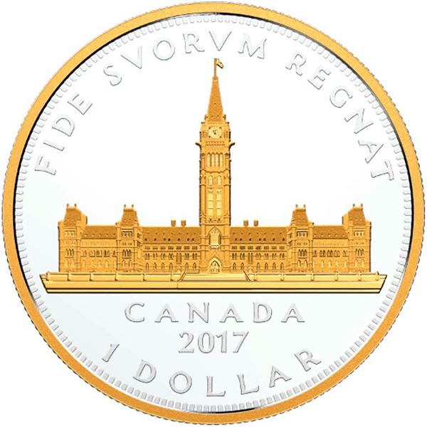 2017 $1 Renewed Silver Dollar: Commemorative Royal Visit - Parliament Building - Pure Silver Coin.  