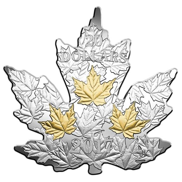 2017 $20 Gilded Silver Maple Leaf - Pure Silver Coin.  Tax Exempt.